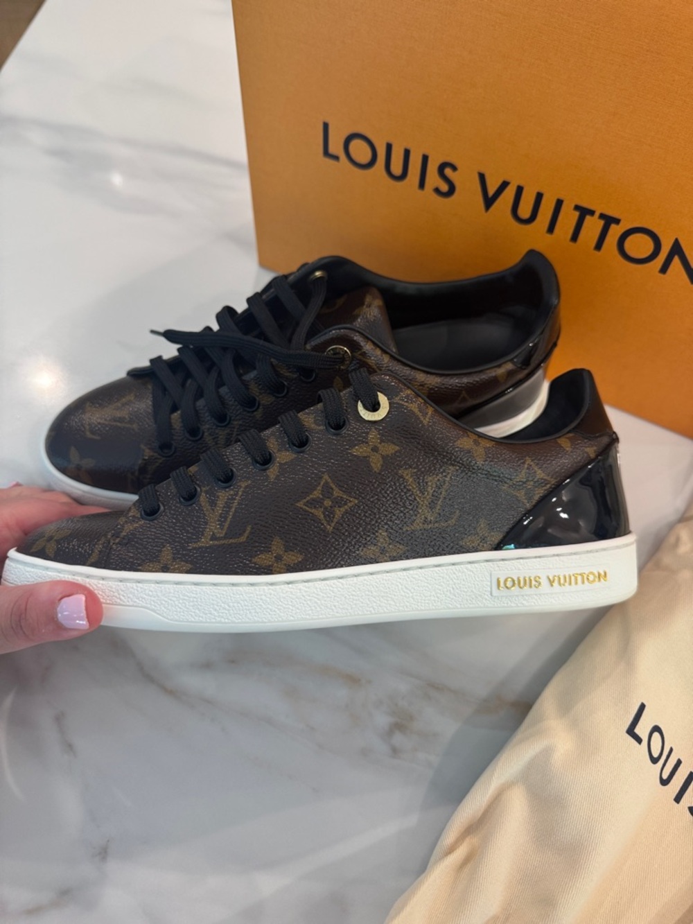 Louis Vuitton Brown Monogram Low-Top Sneakers with White Soles - Picture 4 of 6